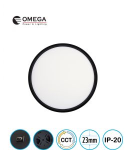 פאנל ELEMENT CCT שחור דק במיוחד מידה Ø300X23 מ"מ, OMEGA 28W 