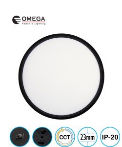 פאנל ELEMENT CCT שחור דק במיוחד מידה Ø500X23 מ"מ, OMEGA 50W