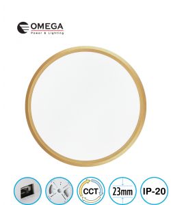 פאנל ELEMENT CCT זהב דק במיוחד מידה Ø500X23 מ"מ, OMEGA 50W