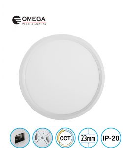 פאנל ELEMENT CCT לבן דק במיוחד מידה Ø500X23 מ"מ, OMEGA 50W