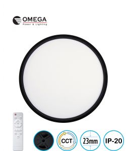 גוף תאורה ELEMENT כולל שלט,שחור דק במיוחד מידה Ø500X23 מ"מ, OMEGA 50W