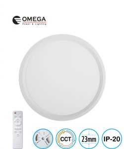 גוף תאורה ELEMENT כולל שלט,לבן דק במיוחד מידה Ø500X23 מ"מ, OMEGA 50W