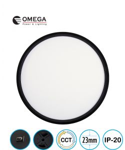 פאנל ELEMENT CCT שחור דק במיוחד מידה Ø600X26 מ"מ, OMEGA 60W
