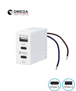 מטען מהיר USB-1xA  2xC תואם גוויס 15W אחד מקום