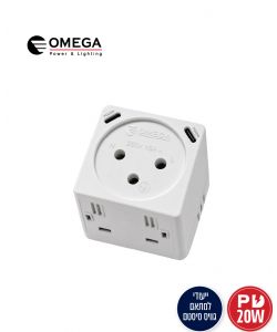 שקע כח + מטען מהיר USB-2xC PD20W תואם גוויס סיסטם שתי מקום