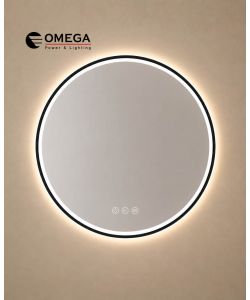 מראה עגולה LED מרחפת Hermes מסגרת שחורה IP54 קוטר 100 ס"מ