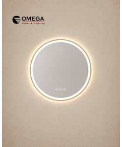 מראה עגולה LED מרחפת Hermes מסגרת זהב IP54 קוטר 60 ס"מ