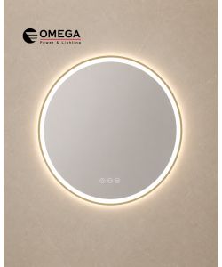 מראה עגולה LED מרחפת Hermes מסגרת זהב IP54 קוטר 80 ס"מ