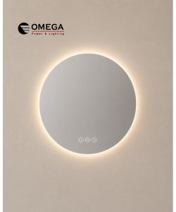 מראה עגולה LED מרחפת Luna ללא מסגרת IP54 קוטר 60 ס"מ