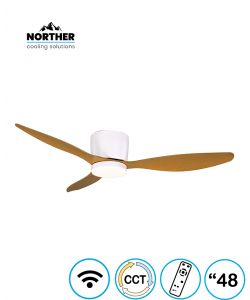 מאוורר צמוד תקרה 48" ERA +שלט ולד 24W CCT לבן+עץ NORTHER WiFi