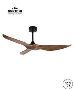 מאוורר תקרה 52" TRINITY כנפיים מעץ מלא +שלט שחור+עץ NORTHER