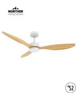 מאוורר תקרה 52" VERMONT +שלט ולד 24W CCT לבן+עץ NORTHER