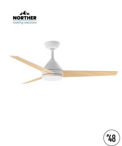 מאוורר תקרה 48" YOUNG +שלט ולד 24W CCT לבן+עץ NORTHER