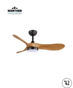 מאוורר תקרה 42" YORK +שלט ולד 24W CCT שחור+עץ NORTHER