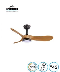 מאוורר תקרה 42" YORK +שלט ולד 24W CCT שחור+עץ NORTHER