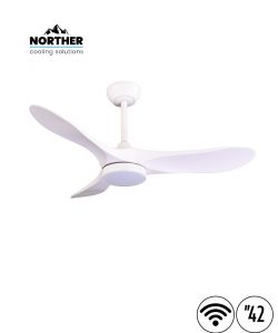 מאוורר תקרה 42" YORK +שלט ולד 24W CCT עם עמעם לבן NORTHER WiFi