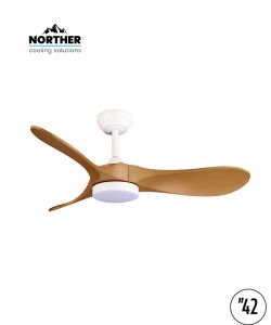 מאוורר תקרה 42" YORK +שלט ולד 24W CCT לבן+עץ NORTHER