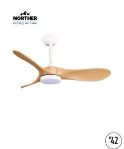 מאוורר תקרה 42" YORK +שלט ולד 24W CCT לבן+עץ NORTHER
