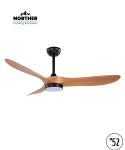 מאוורר תקרה 52" YORK +שלט ולד 24W CCT שחור+עץ NORTHER