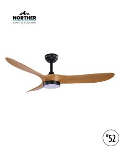 מאוורר תקרה 52" YORK +שלט ולד 24W CCT שחור+עץ NORTHER