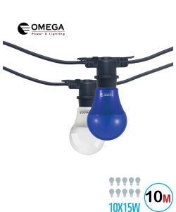 גרלנדה 10 מטר כולל נורות כחול לבן 10 וואט