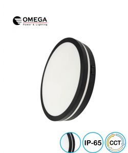 פלפון IP65 55W MONO SLIM  ,שחור,OMEGA 3CCT, Ø380X40