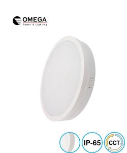 פלפון IP65 55W MONO SLIM ,לבן,OMEGA 3CCT, Ø380X40