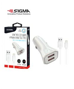 מטען רכב כפול USB-(A) 5V/2.4A+ כבל IPHONE 